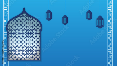 Photography Flat arabic blue Islamic design background