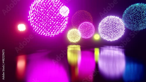 Vivid colorful 3d animation of vibrant pixel fireworks in virtual space with bright light reflection. Perfect for celebration of video gaming victory or cyber party event as stunning background.