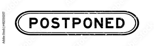 Grunge black postponed word rubber seal stamp on white background