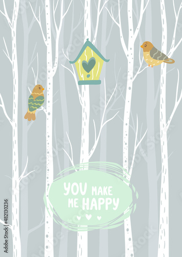birdhouse and trees