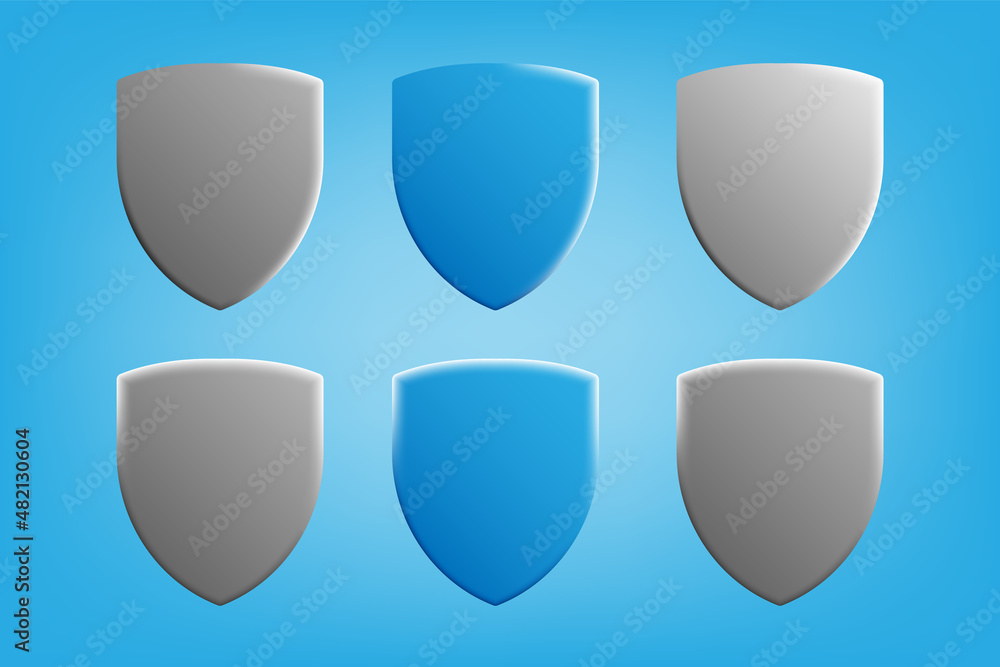 3D cartoon style of shield guard protection in blue grey color with shadow highlight effect 3D cartoon style of shield guard protection in blue grey color with shadow highlight effect