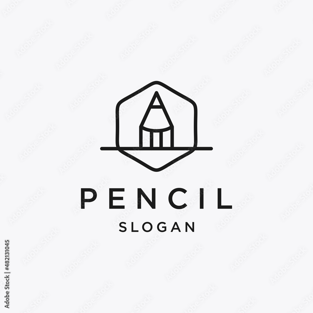 Pencil logo template. Creative idea vector design. Smart writer logotype