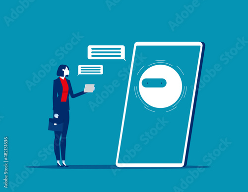 Natural language processing. Mobile application technology concept