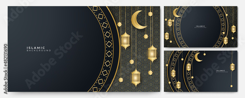 Elegant Mandala arabic black gold Islamic design background