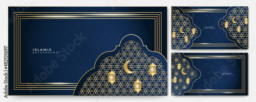 Flat Mandala arabic blue Islamic design background