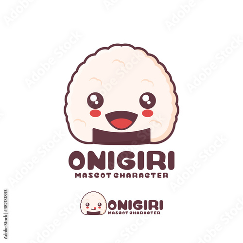 vector onigiri mascot cartoon, japanese traditional food illustration