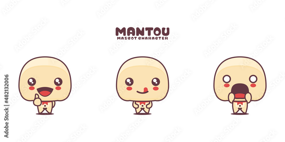 vector mantou buns mascot cartoon, with different expressions vector mantou buns mascot cartoon, with different expressions