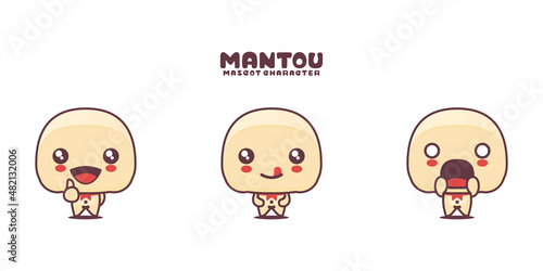 vector mantou buns mascot cartoon, with different expressions