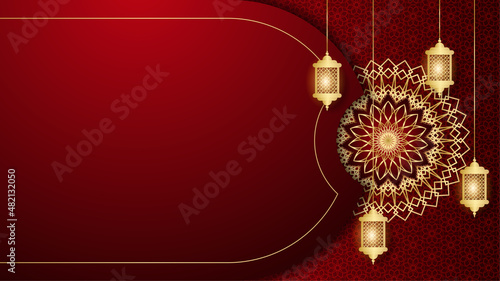 Realistic Mandala arabic red Islamic design background