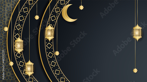 Elegant Mandala arabic black gold Islamic design background
