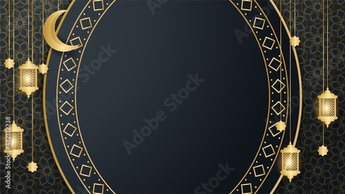 Elegant Mandala arabic black gold Islamic design background