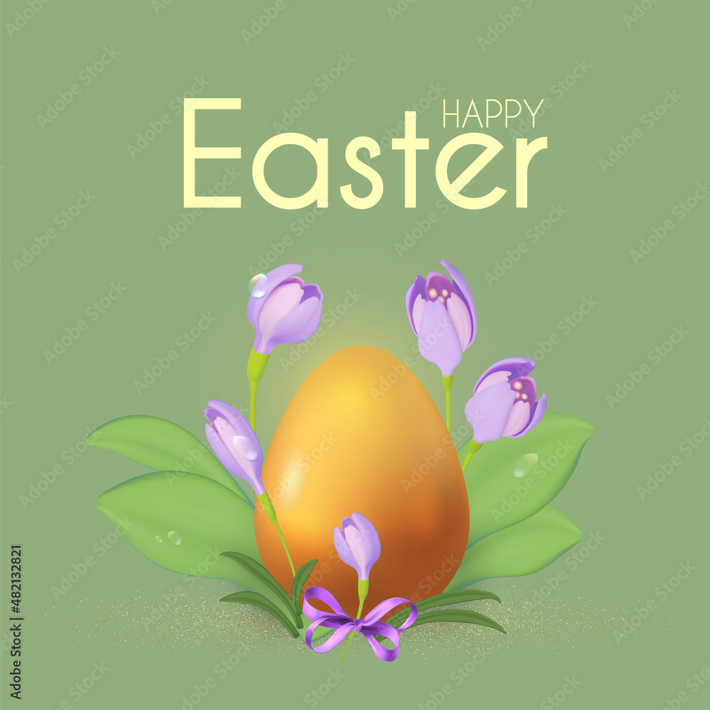 Easter poster template with crocus flowers and egg. Holiday design. Easter poster template with crocus flowers and egg. Holiday design.