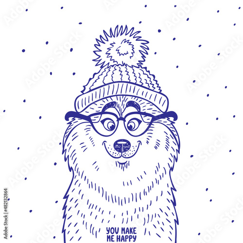 husky in hat