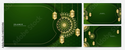 Realistic Mandala arabic green Islamic design background