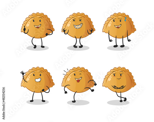 dumpling happy set character. cartoon mascot vector