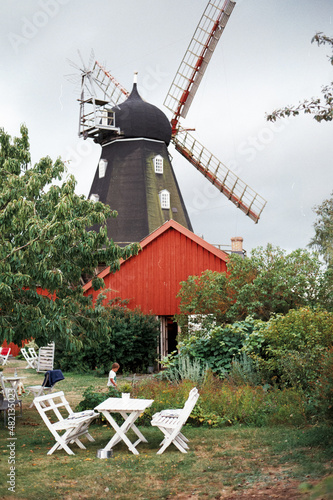 Swedish windmill in the country 