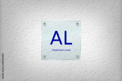 AL symbol, sign on the side of a house door. Alojamento local is the official name of the guest houses in Portugal	
