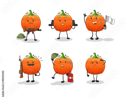 pumpkin troops character. cartoon mascot vector