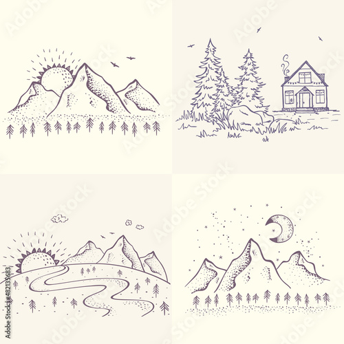 beautiful nature set