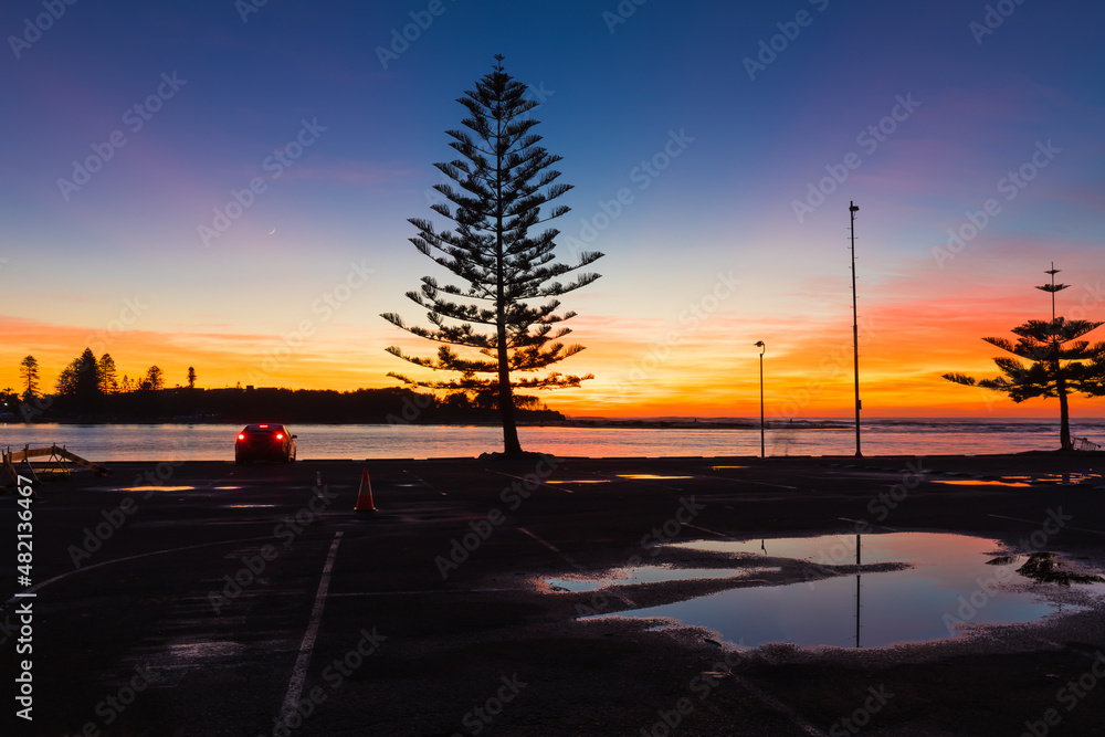 A crisp sunrise over the lake at The Entrance, New South Wales, Australia.