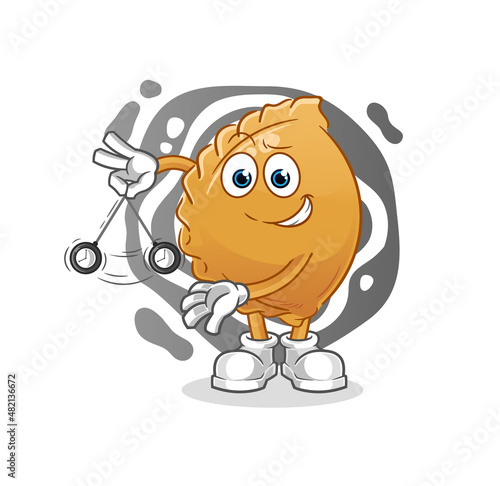 dumpling hypnotizing cartoon. cartoon mascot vector