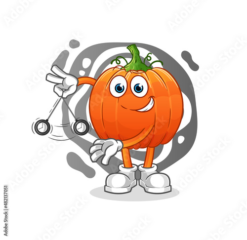 pumpkin hypnotizing cartoon. cartoon mascot vector