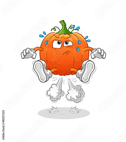 pumpkin fart jumping illustration. character vector