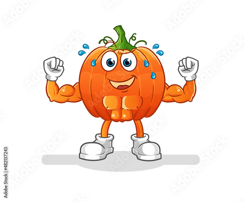 pumpkin muscular cartoon. cartoon mascot vector
