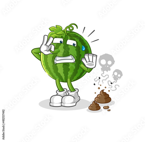 watermelon with stinky waste illustration. character vector