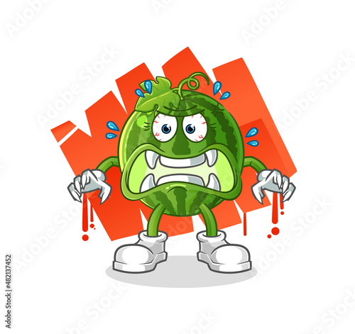 watermelon monster vector. cartoon character