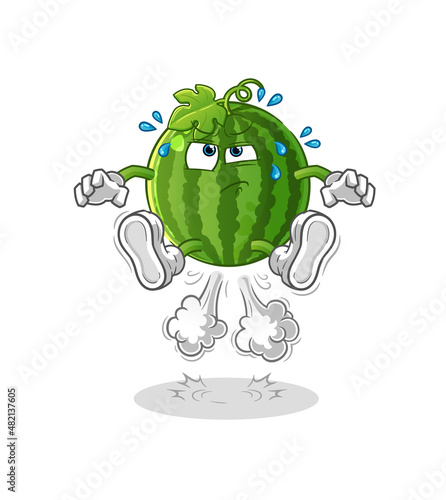 watermelon fart jumping illustration. character vector