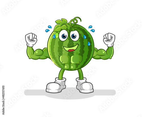 watermelon muscular cartoon. cartoon mascot vector