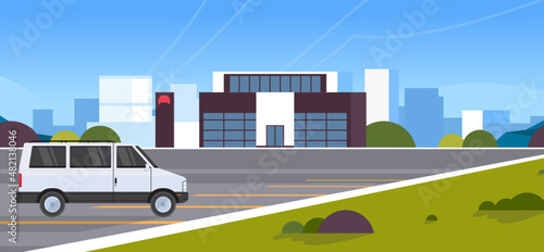 City building landscape and open space city park outdoor design flat vector illustration.