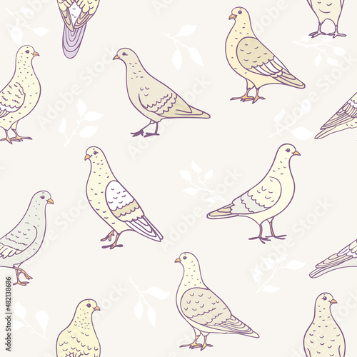 seamless cute doves