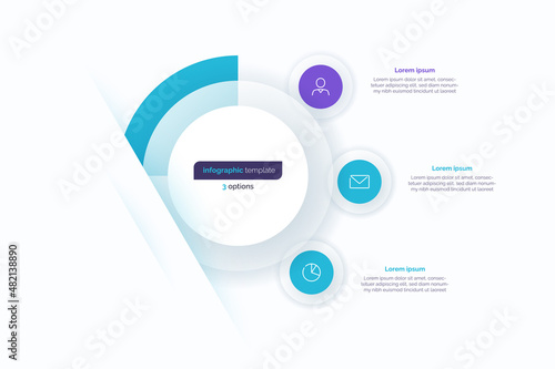 Three option circle infographic design template. Vector illustration