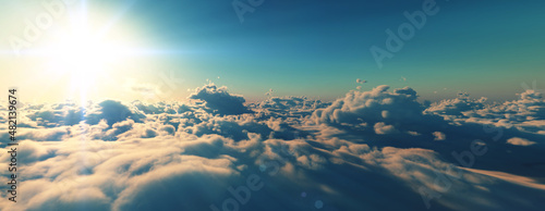 above clouds fly sunset sun ray