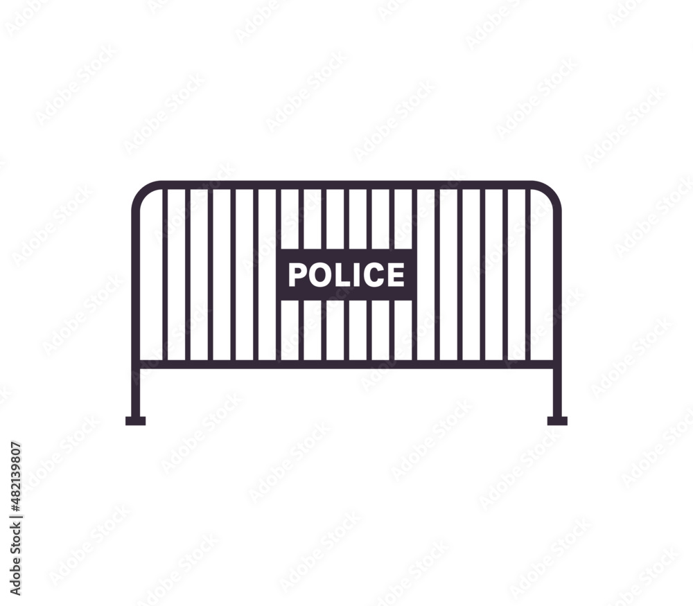 Portable steel police fence and urban steel barrier design flat vector illustration. Portable steel police fence and urban steel barrier design flat vector illustration.