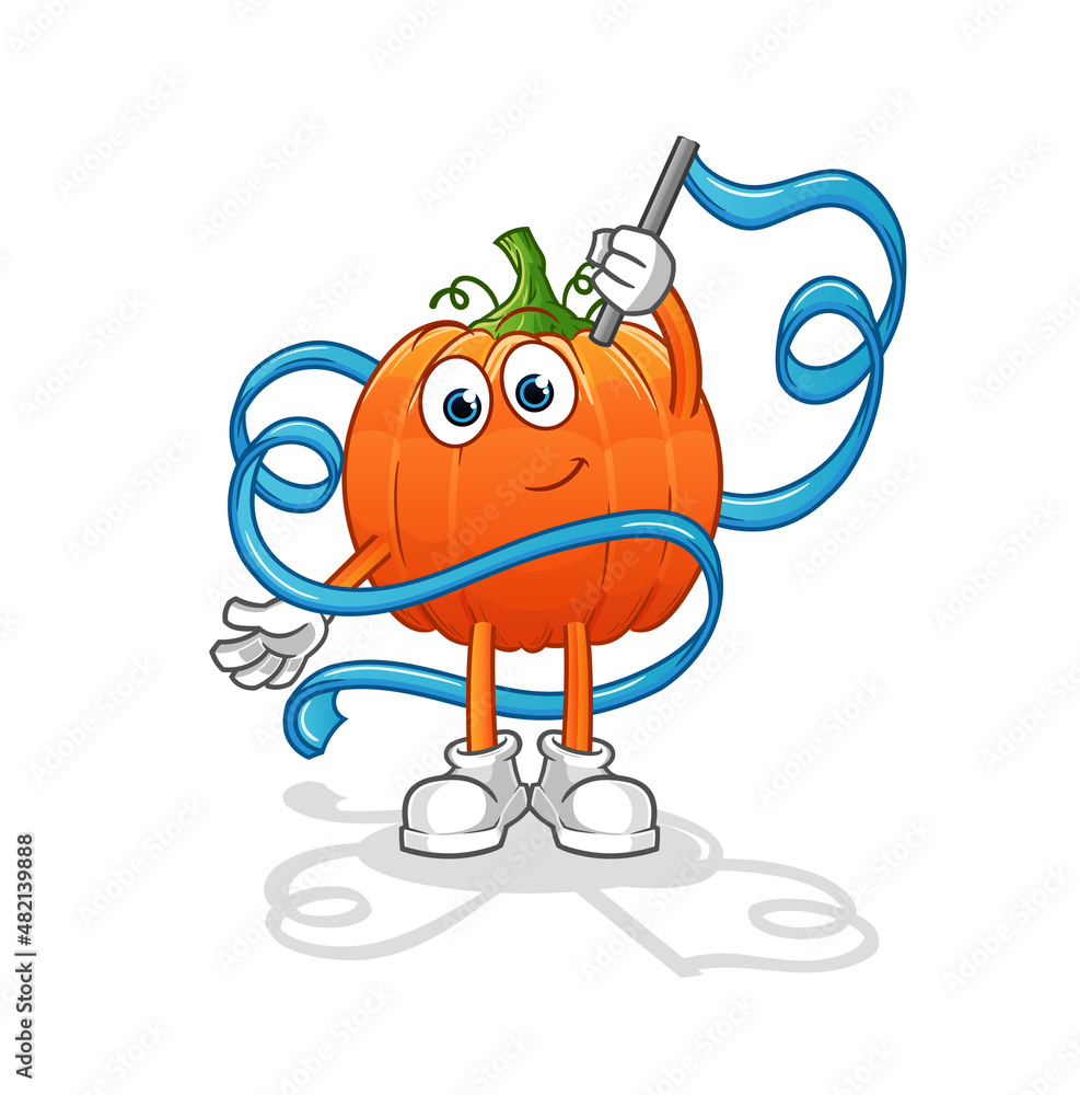 pumpkin Rhythmic Gymnastics mascot. cartoon vector