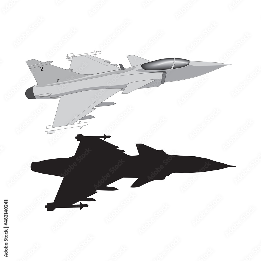 Vector drawn fighter, isolated on white background in EPS10 Vector drawn fighter, isolated on white background in EPS10