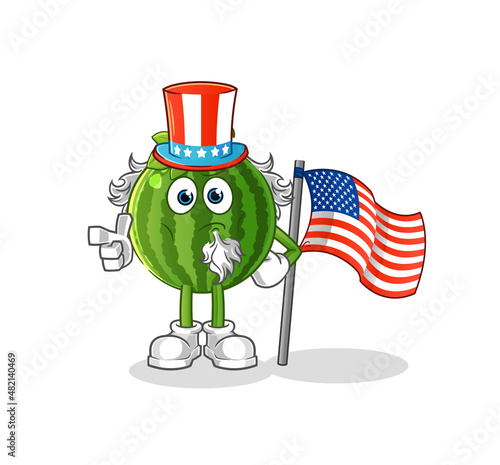 watermelon uncle sam character. cartoon mascot vector