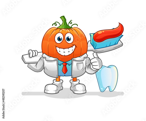 pumpkin dentist illustration. character vector