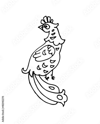 Wallpaper Mural Funny bird in style of doodles. Fabulous cartoon character. Outline sketch. Hand drawing isolated on a white background. Vector Torontodigital.ca