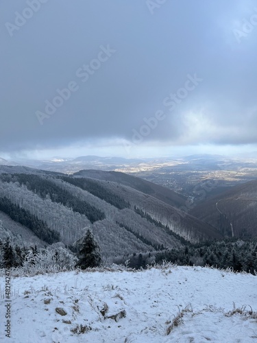 snow covered mountains