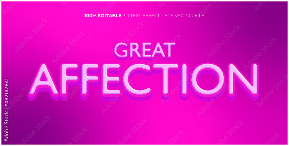 pink great affection 3d editable text effect for valentine the day of love vector quotes card 