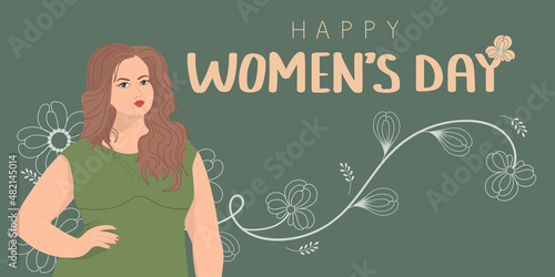 international women's day. Oversize woman. Body positive concept.