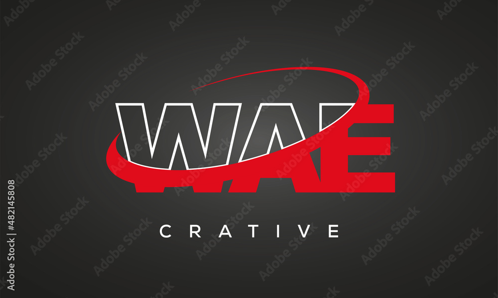 WAE creative letters logo with 360 symbol Logo design
