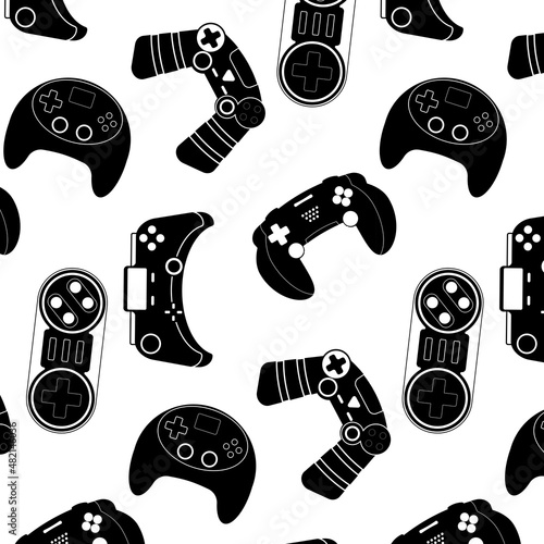 Video game gadget and joypad black white pattern photo
