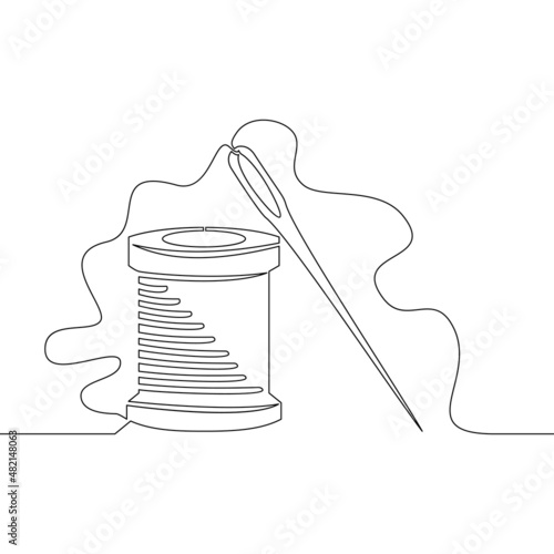 Continuous line Sewing needle with thread spool