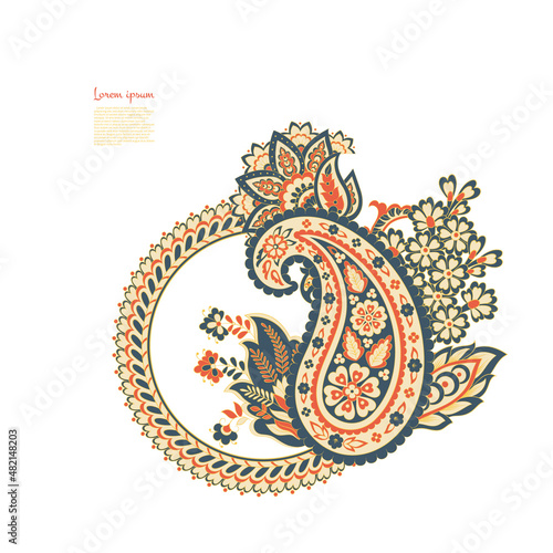 Damask Paisley Floral isolated vector ornament