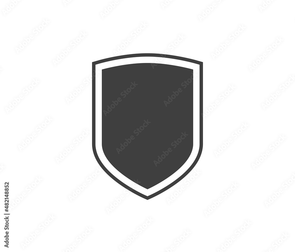 Shield black and white logo. Guarantee, insignia and guard symbol. Security vector icon Shield black and white logo. Guarantee, insignia and guard symbol. Security vector icon